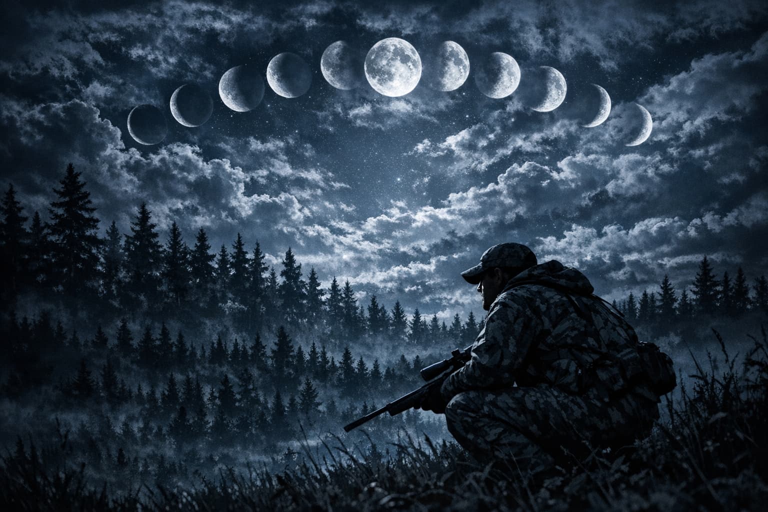 Moon phase and solunar tables for hunting