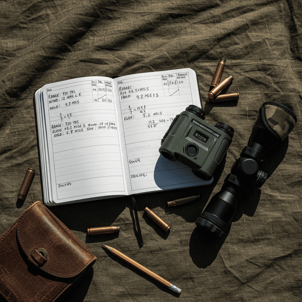 Ballistics calculation notes and rangefinder equipment